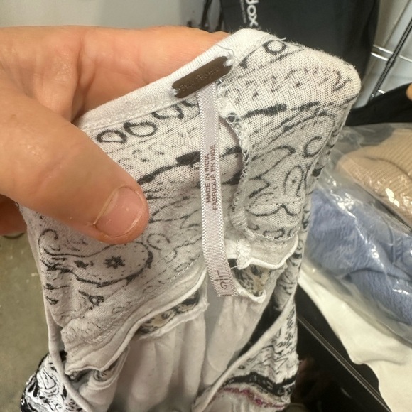 Free People Women's Floral Print Top - Black and White - Picture 5 of 7